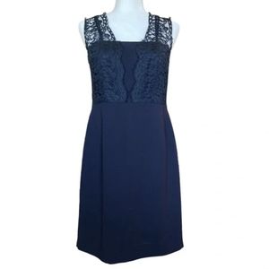 Tahari Women's Navy Blue Sleeveless Lace Knee Length Sheath Dress